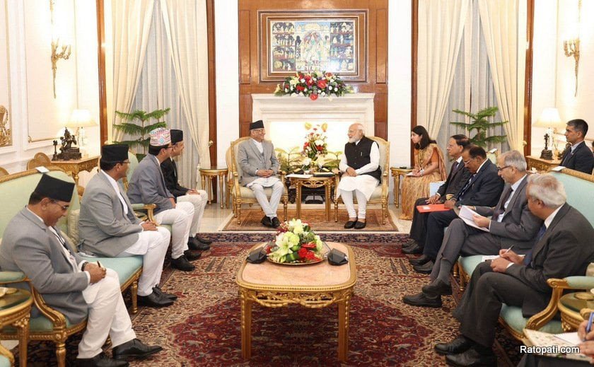 Prime Minister Prachanda sits for meeting with Indian counterpart Modi