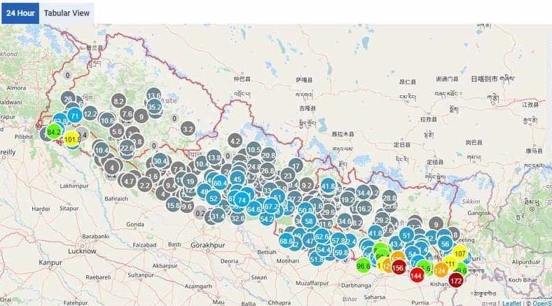 Koshi and Madhesh record heavy rainfall in last 24 hours