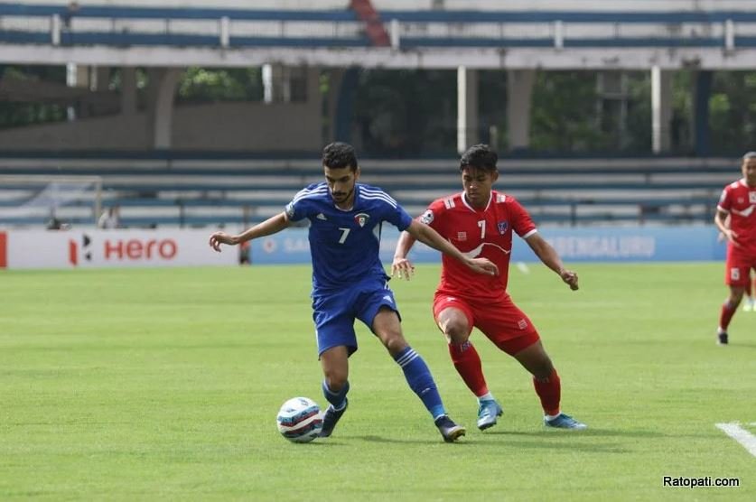 SAAF Championship Football: Nepal loses to Kuwait by 3-1