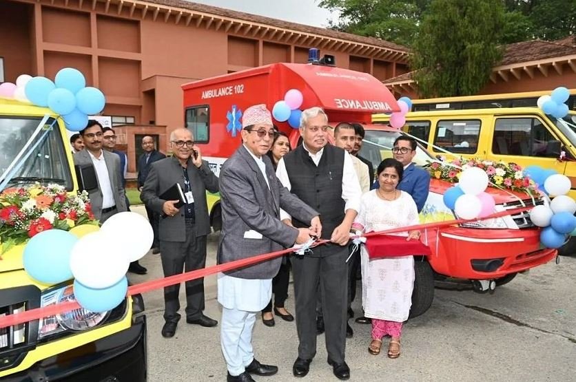 India gifts 34 Ambulances and 50 School Buses in various districts