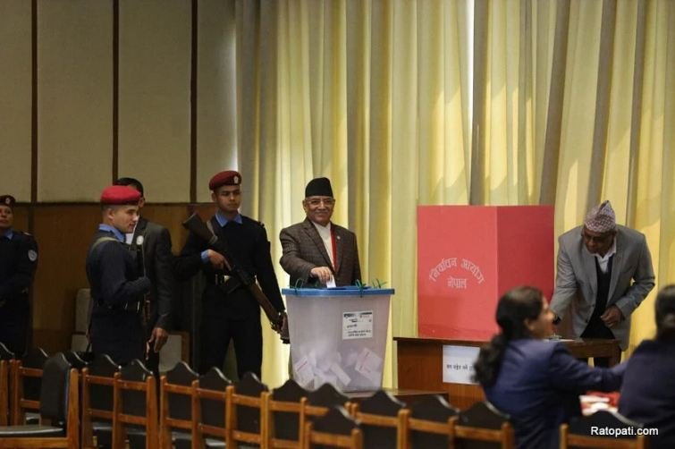 PHOTOS: Leaders of Nepal's ruling alliance cast votes in Presidential Election