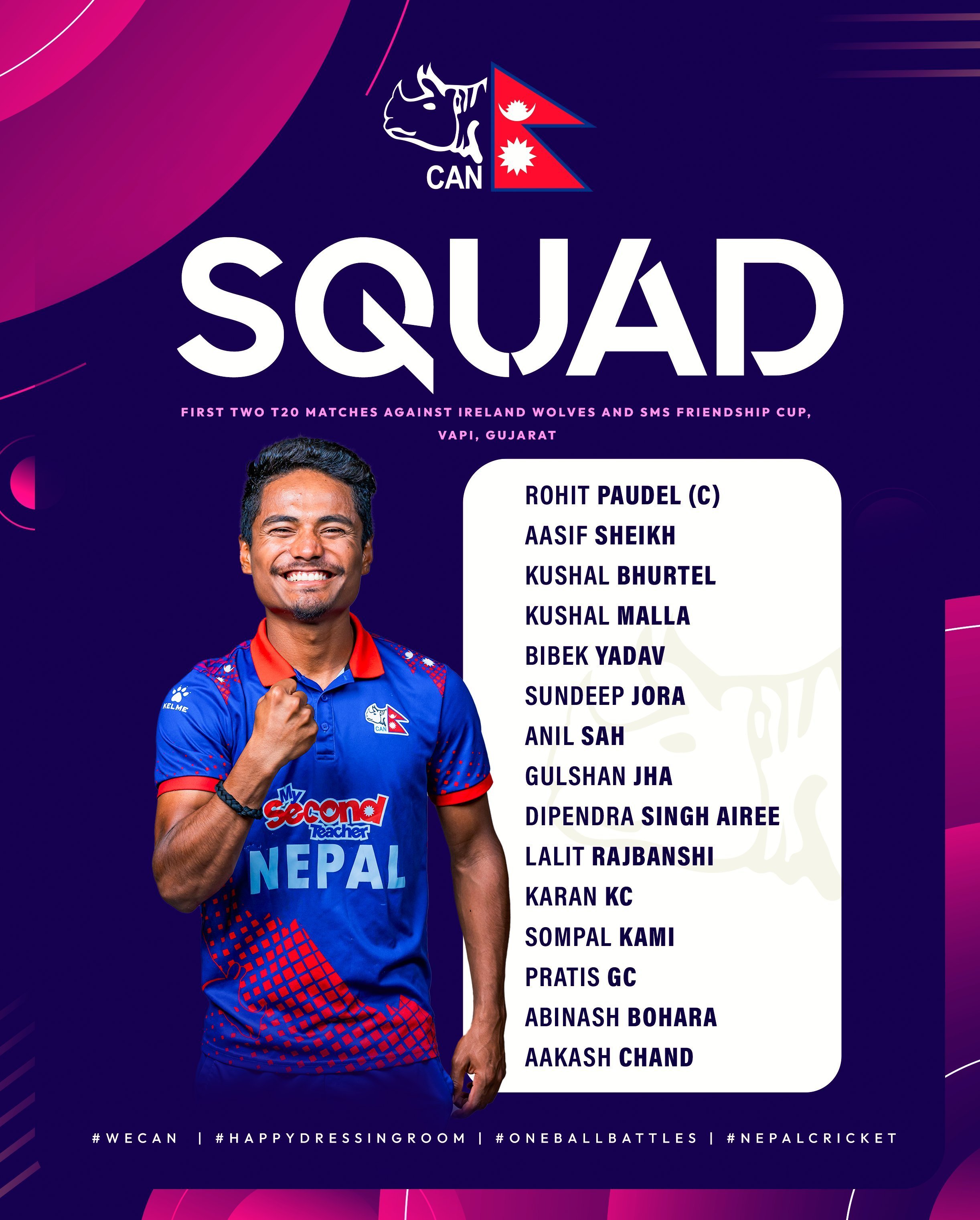 Nepal's cricket squad announced for Friendship Cup and Ireland 'A' match