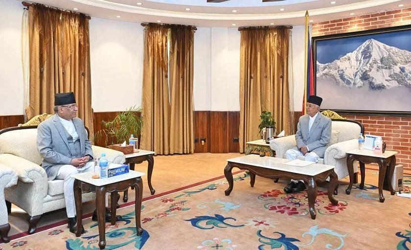 PM Dahal meets President Paudel