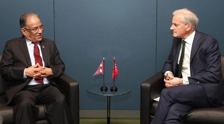 PM Dahal meets Norwegian Prime Minister Jonas in New York