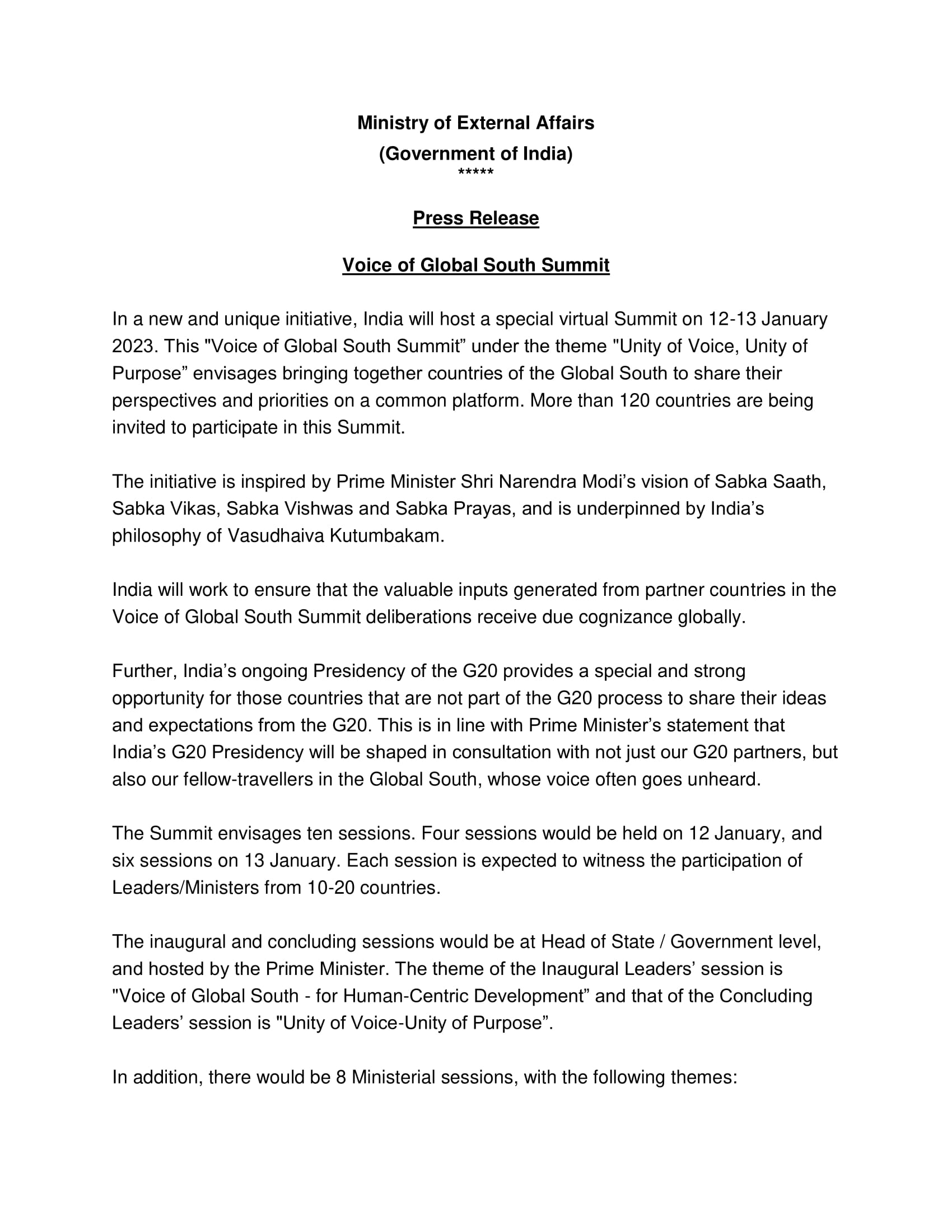 Press Release on - Voice of Global South Summit - English-1