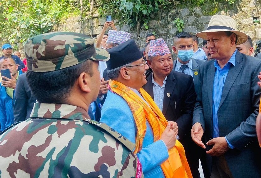 PM Dahal arrives in Melamchi