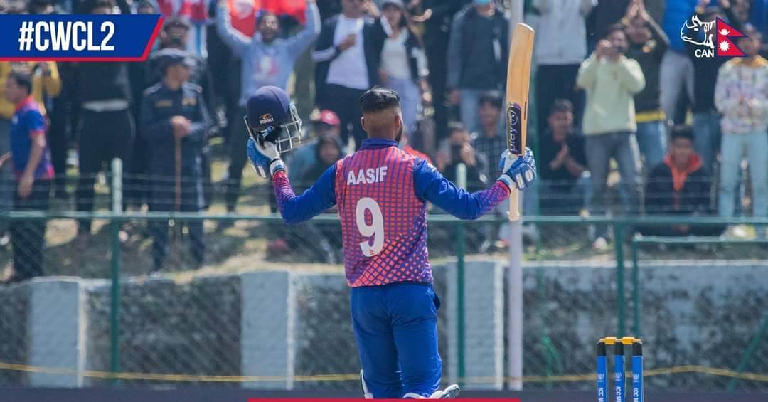 Asif's century, a record target of 298 runs for PNG by Nepal