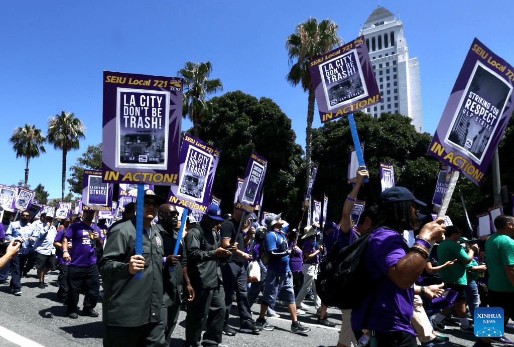 Over 11,000 city workers in Los Angeles go on 24-hour strike