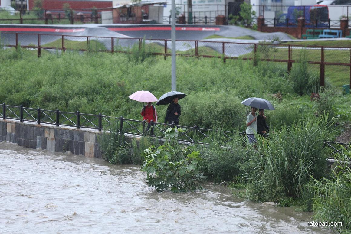 Water levels exceed alert at Bagmati river station in Kathmandu