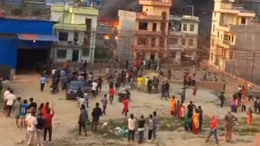 Fire engulfs APF central store in Kathmandu