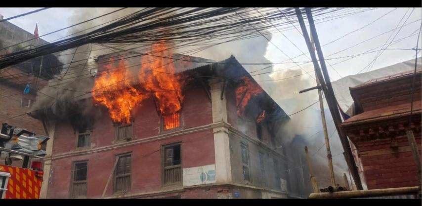 Fire erupts near Banglamukhi temple in Lalitpur