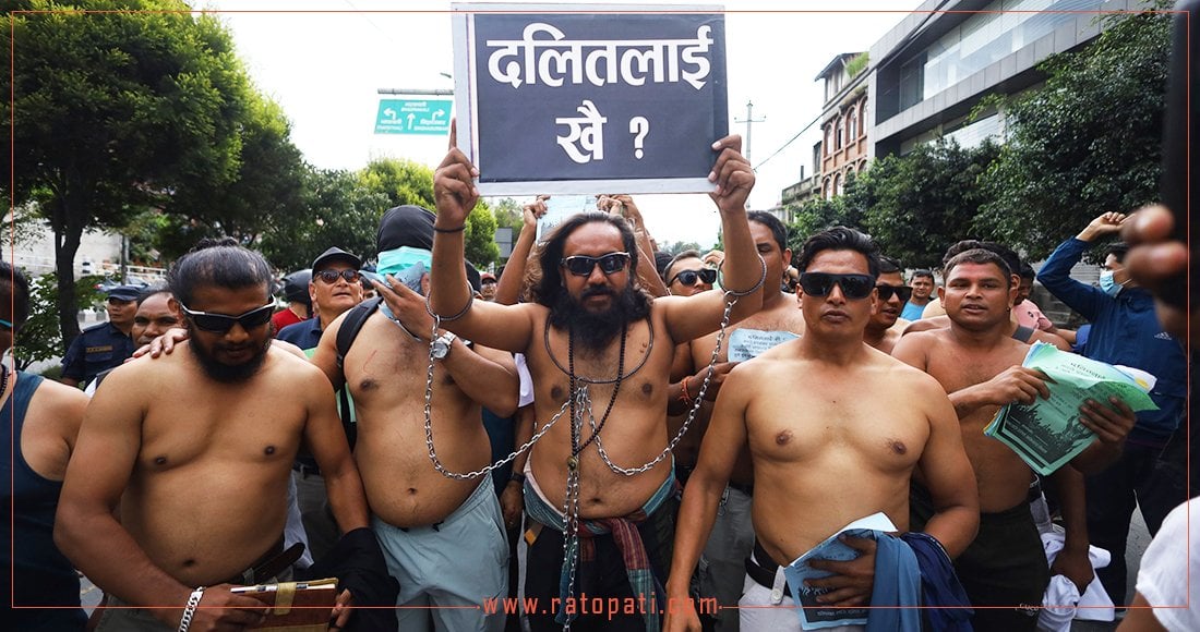 Protesters stage semi-nude march in Kathmandu for Dalit rights (Photos)