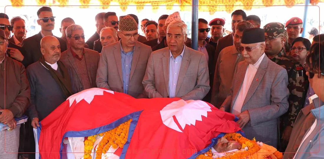 Former Speaker Dhungana’s body brought to Sano Gaucharn for tributes (photos)