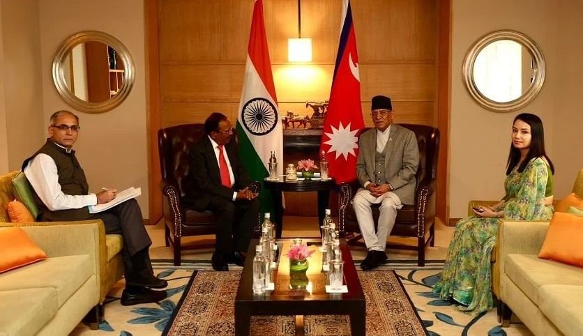 PM Dahal meets Doval and Kwatra