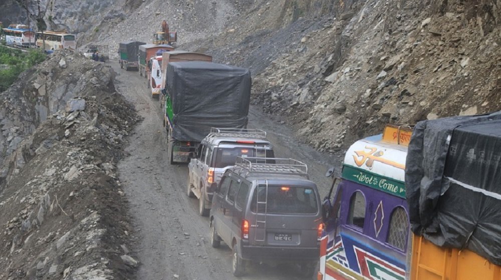 Traffic resumes on Narayangadh-Muglin road after removal of landslide debris