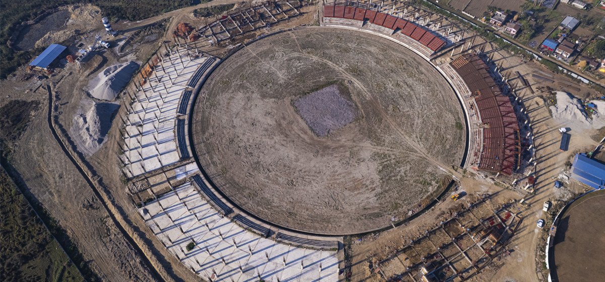 Construction progress at Gautam Buddha International Cricket Stadium is currently at 40%