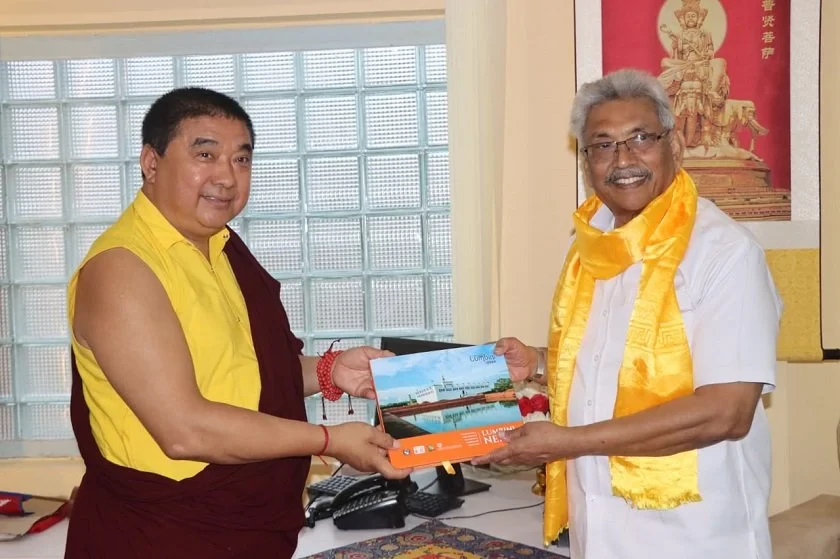 Former SL president Rajapaksa visits Lumbini