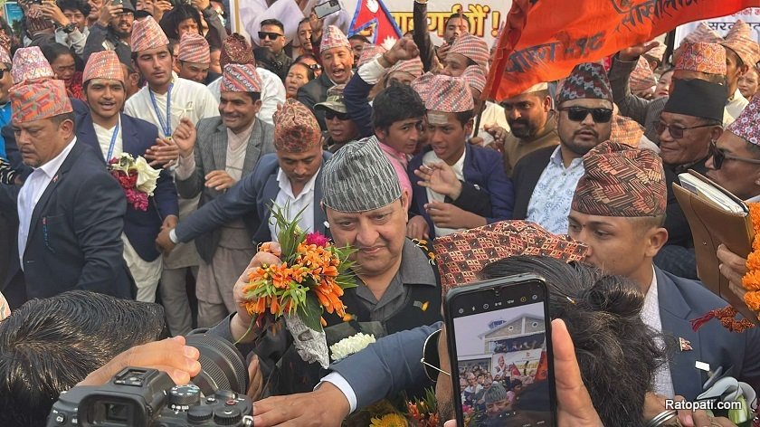 Former King Gyanendra Shah arrives in Pokhara