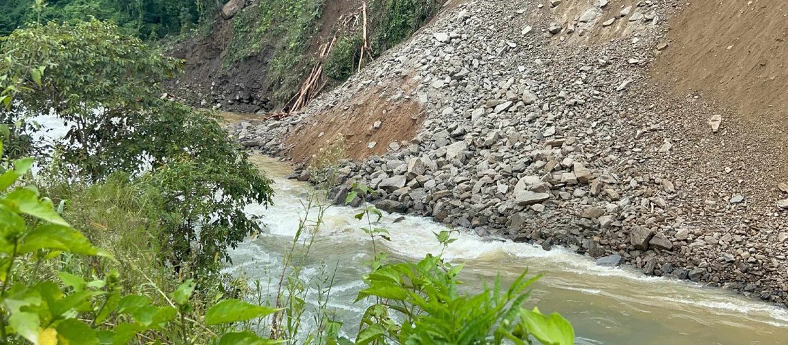 Landslide blocks Indrawati river, sparking panic in Sindhupalchowk