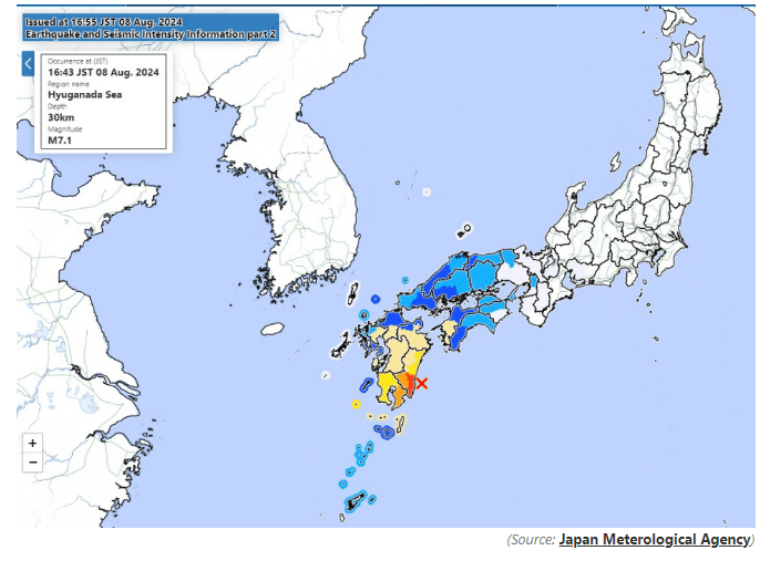 M7.1 quake hits southwestern Japan, tsunami advisories issued