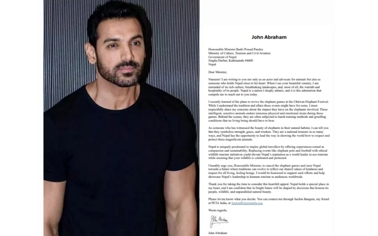 John Abraham urges Tourism Minister Pandey to halt Chitwan Elephant Festival