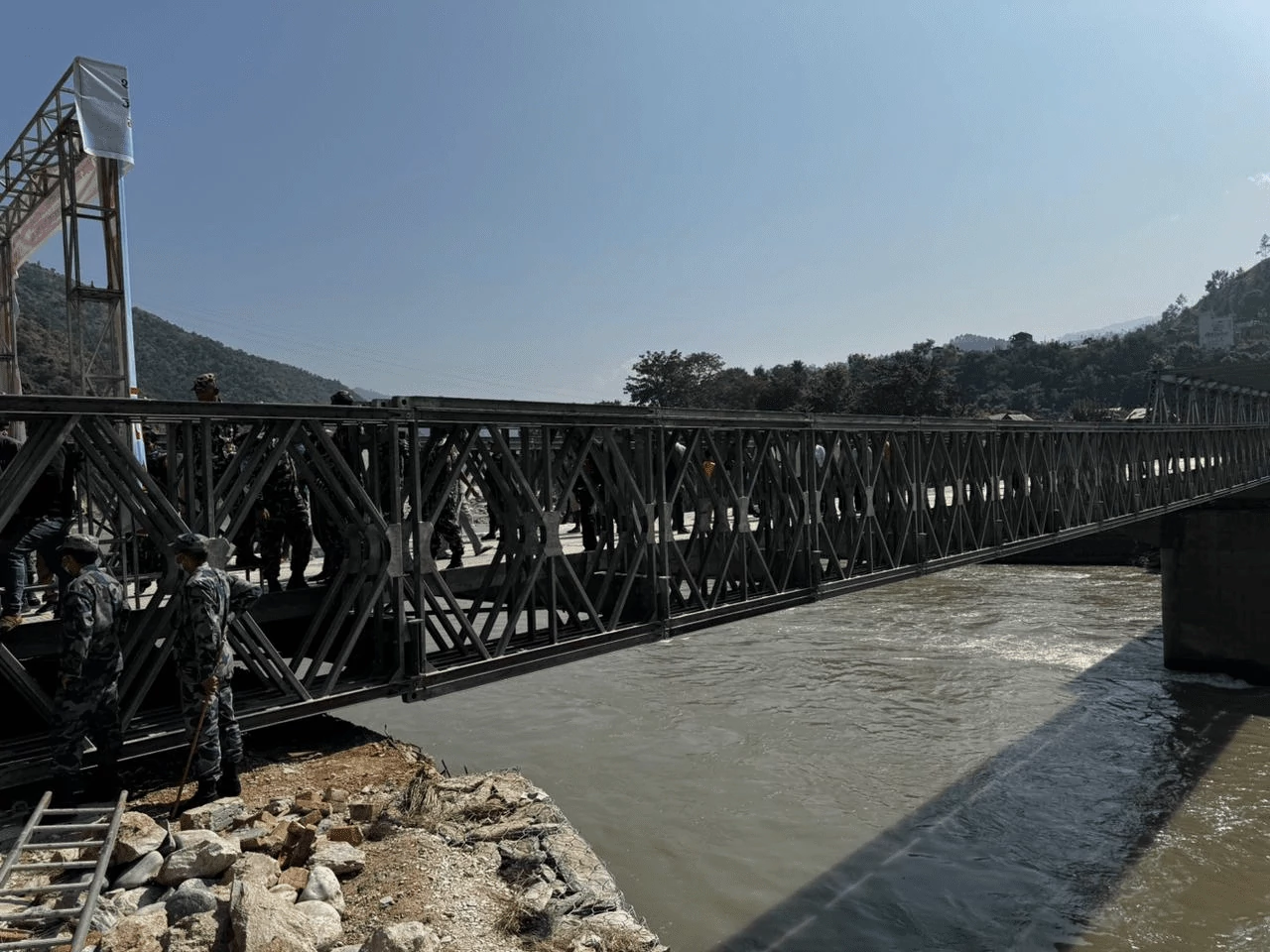 Khurkot-Manthali road connection restored with new baily bridge installation