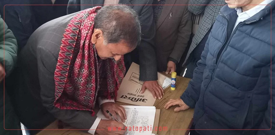 NC leader Krishna Sitaula files his nominations for NA election