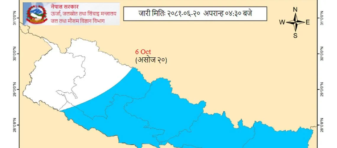 Monsoon begins retreating from Sudurpashchim and Karnali provinces