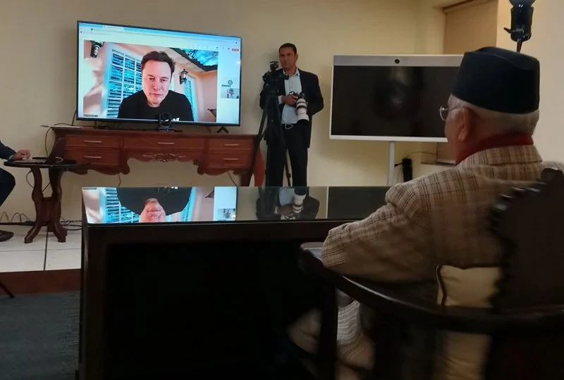 PM Oli holds virtual meeting with Elon Musk