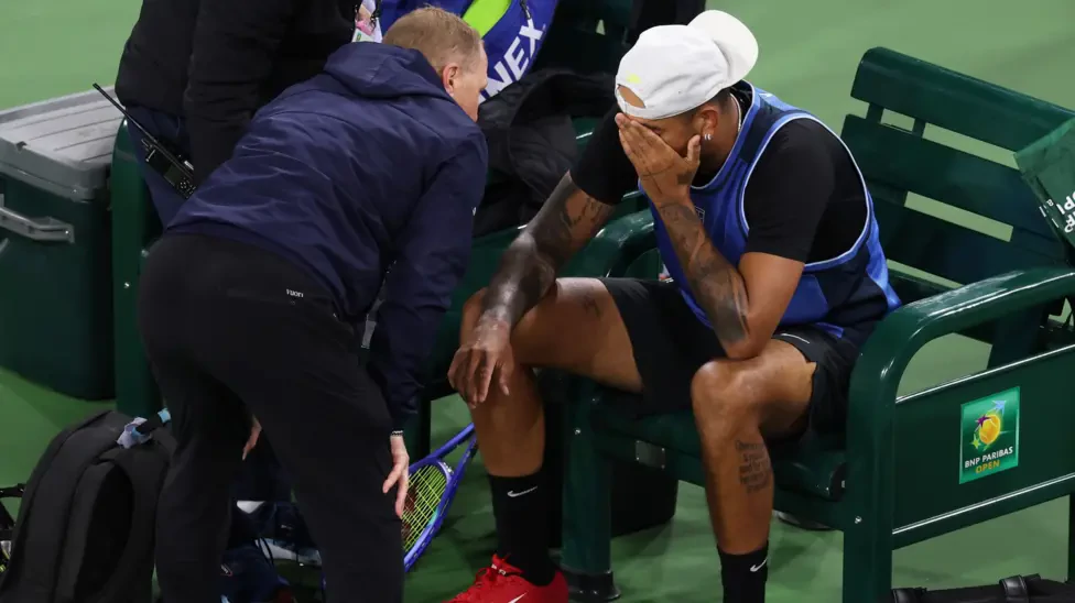 Tearful Kyrgios retires injured in Indian Wells