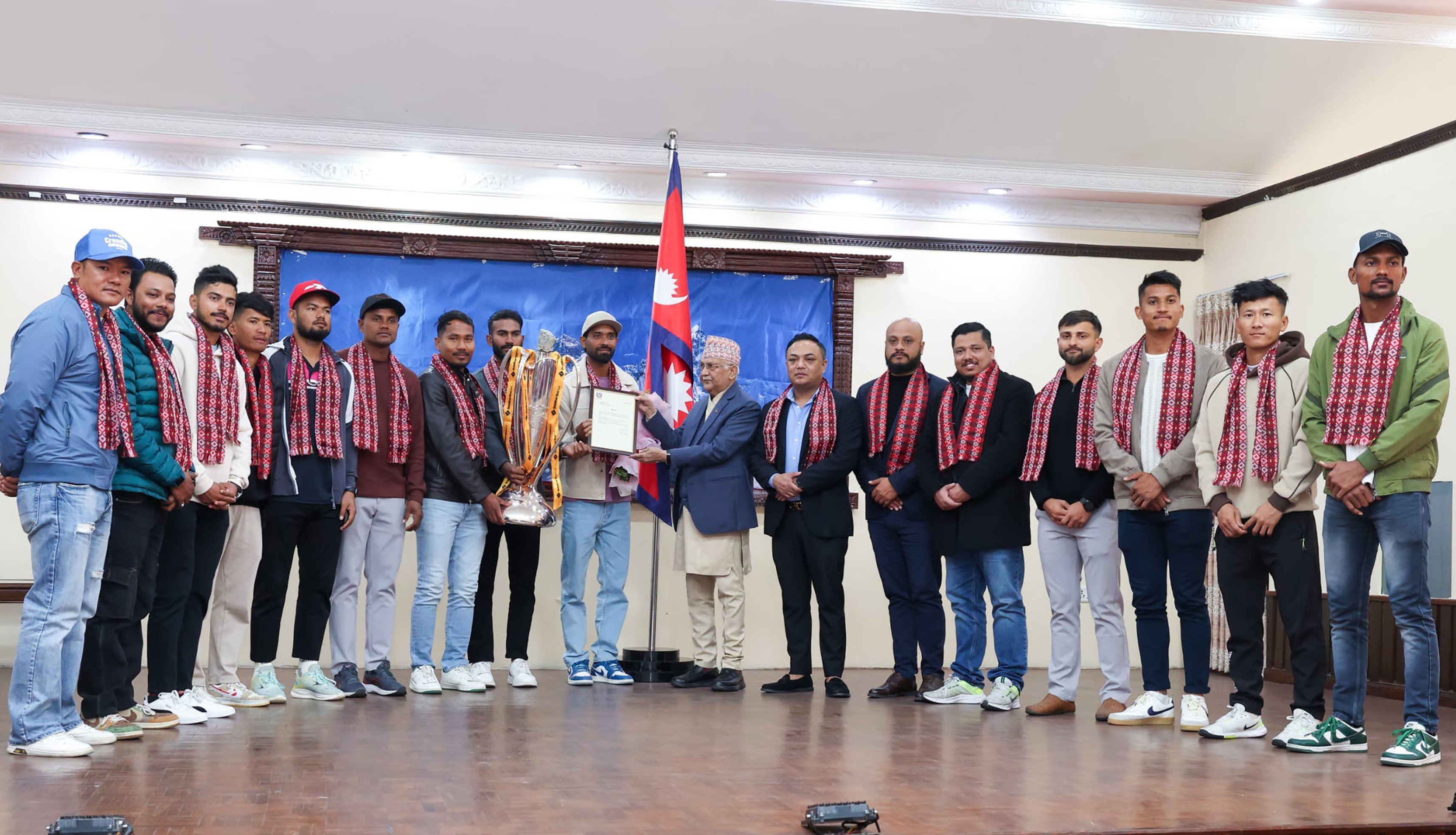 PM Oli felicitates NPL Champions Janakpur Bolts