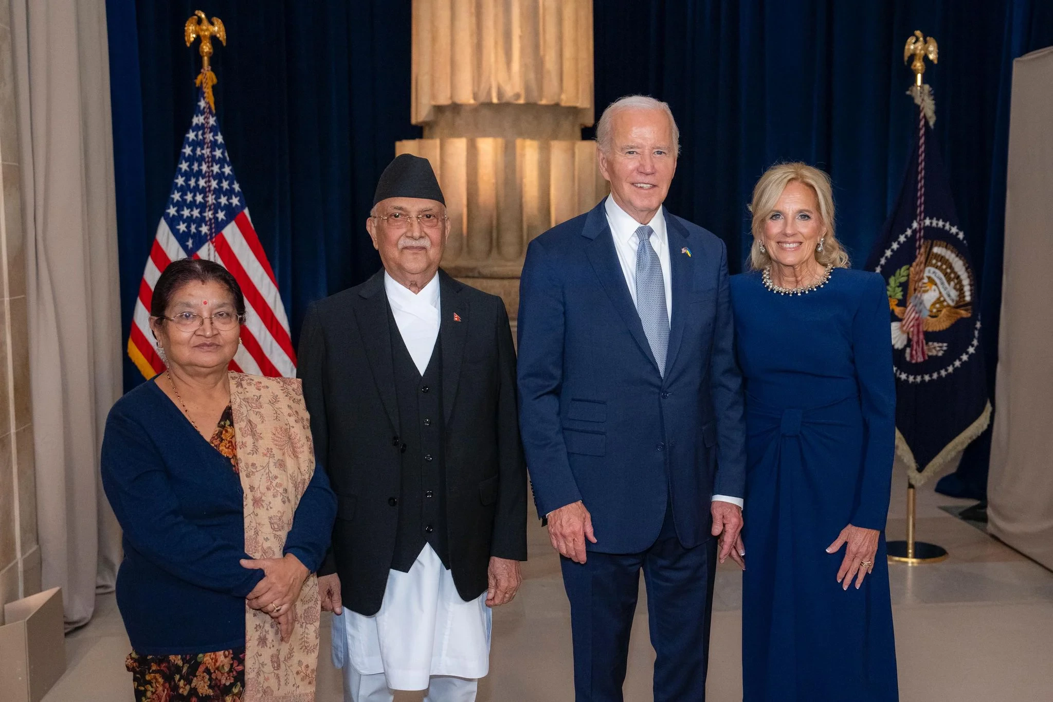 PM Oli attends US prez Biden's welcome ceremony