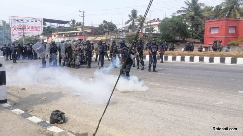 81 rounds of tear gas fired, police claim petrol bombs were fired by protestors