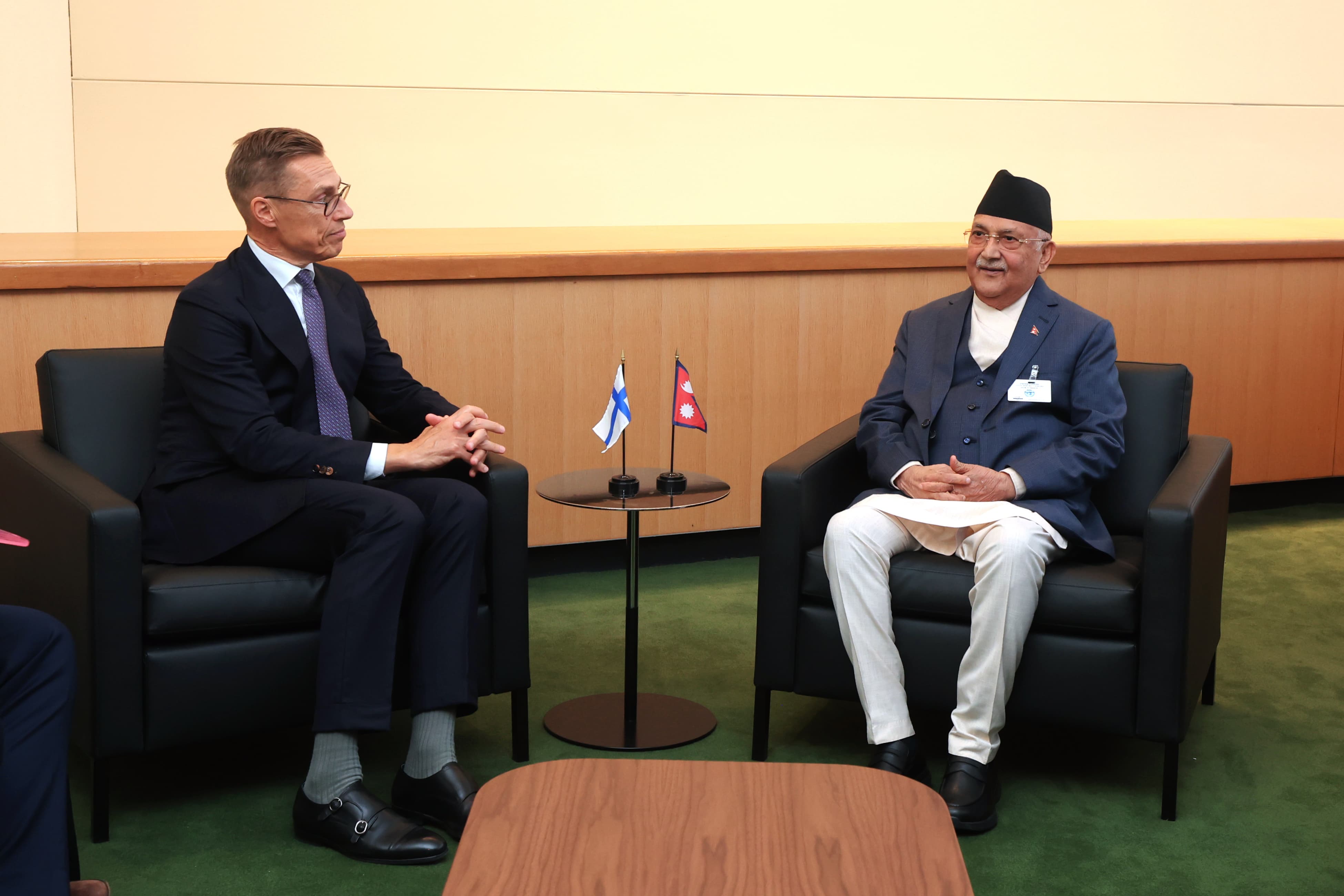 PM Oli meets Finnish president Alexander Stubb in New York