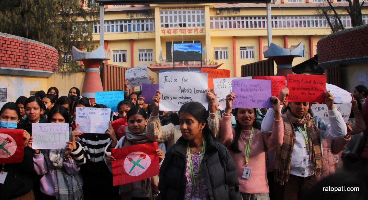 Protest held at Padmakanya Campus demanding justice for Prakriti Lamsal (photos)