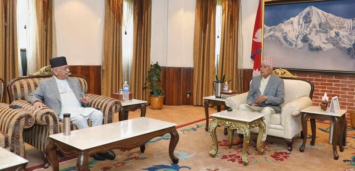 President Paudel and UML Chairman Oli hold meeting