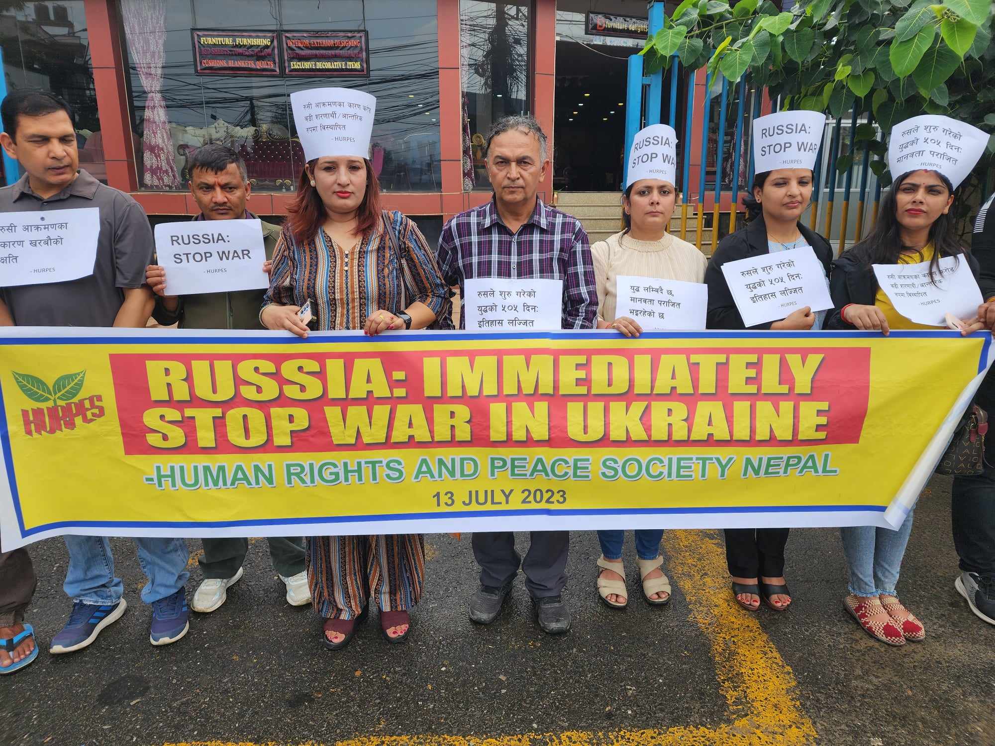 Human Rights Activists demonstrate in front of Russian embassy