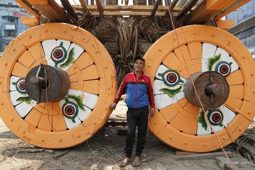 Making of Rato Machchhindranath chariot in its final stage