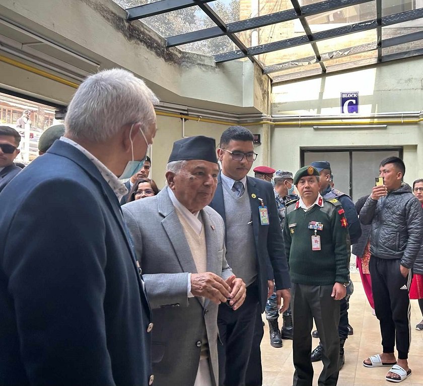 President Paudel visits injured leaders in Burn Hospital