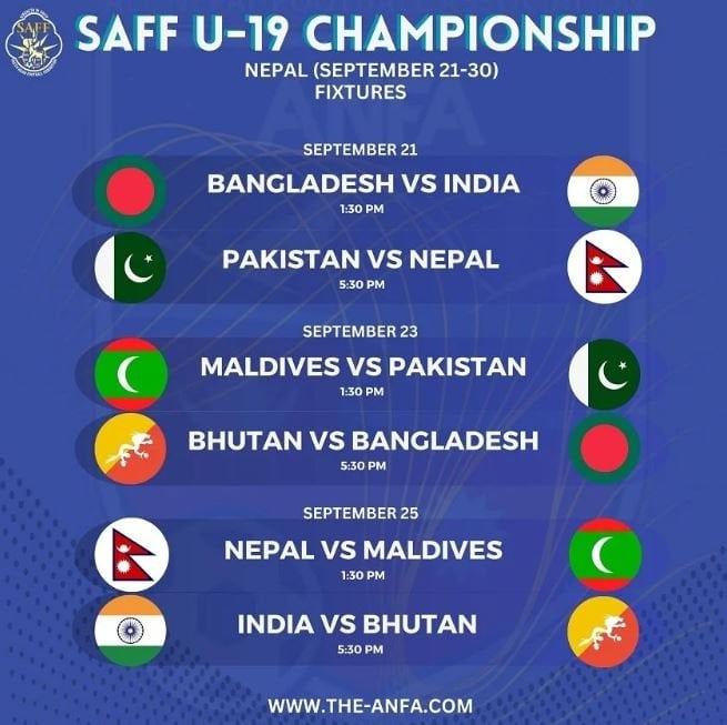 SAFF-U19 Football: Indian team to visit on Tuesday and Pakistani team on Wednesday