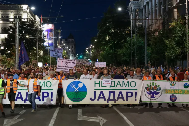 Thousands protest in Serbia’s Belgrade against lithium mining project