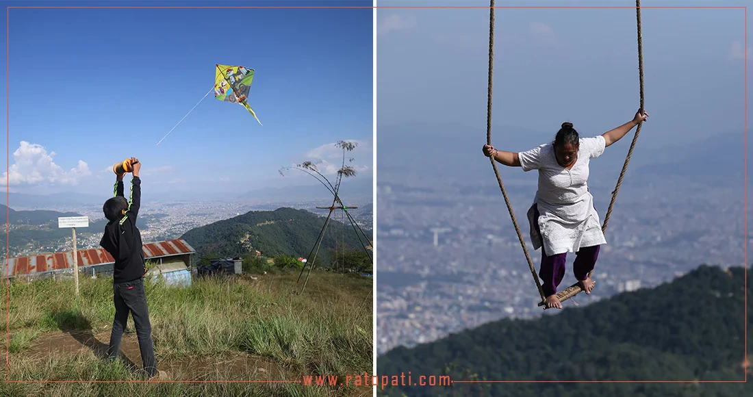 In pictures: People swinging and flying kites in Kathmandu