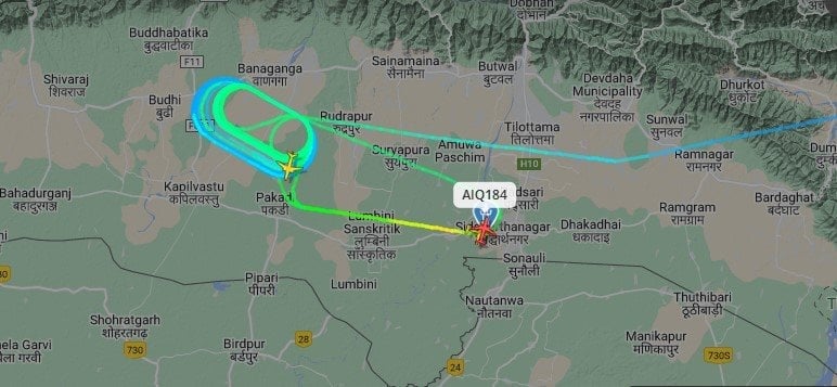 Thai Airways flight holds over Bhairahawa due to low visibility