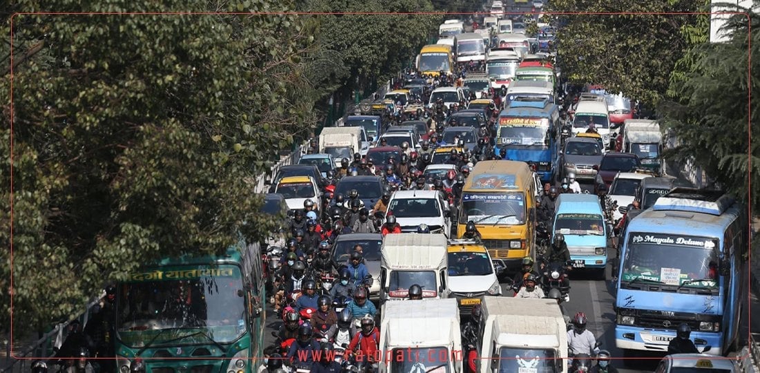 Photo Feature: Traffic disrupted in Kathmandu as UML prepares for demonstration